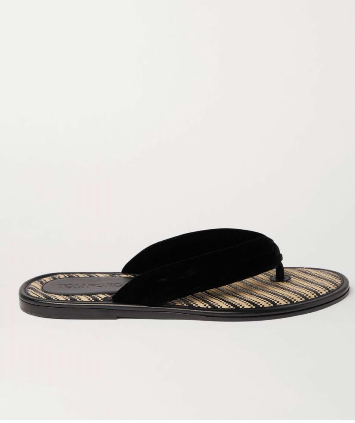 TOM FORD Brighton velvet and raffia sandals