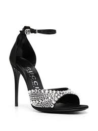Gucci Ilse Crystal-Embellished Open Toe Satin Heel Sandals
