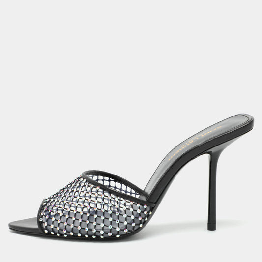SAINT LAURENT Giqua High Slide Sandal Black Crystals