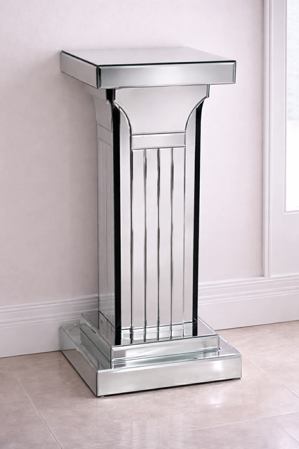 Silver mirrored display pedestal