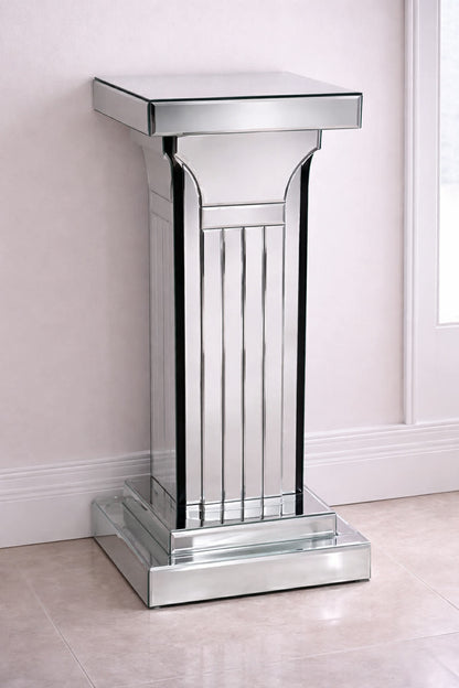 Silver mirrored display pedestal
